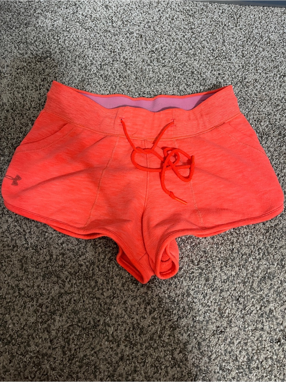 Under Armour Women's Neon Orange Athletic Shorts with Drawstring
